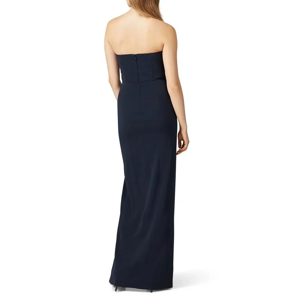 Jay Godfrey Sylvia Black Navy Blue Strapless Tuxedo Gown WOMENS 0 - Picture 5 of 9